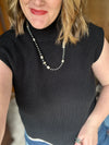 Short Sleeve Sweater Top - Black