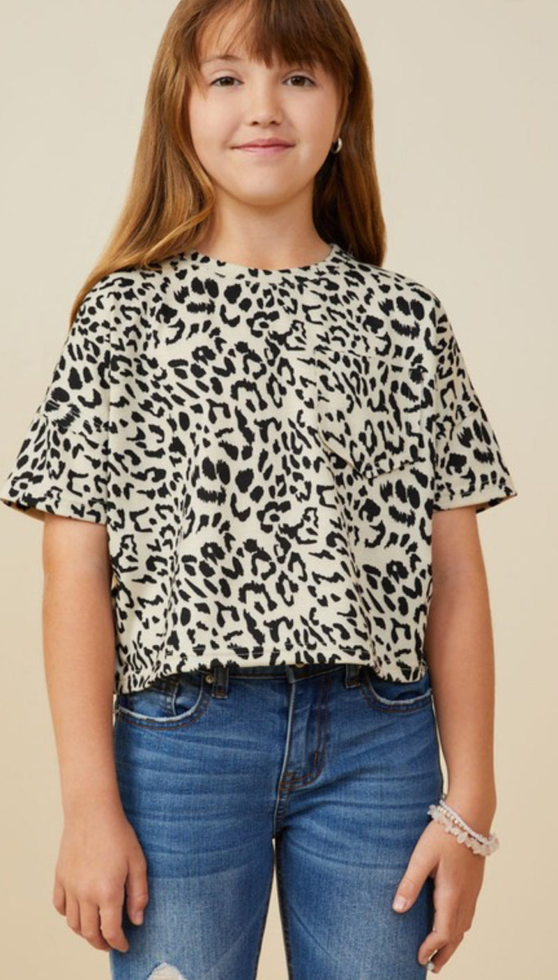 Girls Leopard Pocket Top