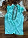 Ruffled Trim Tank - Mint