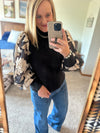 Floral Sheer Sleeve Sweater Top