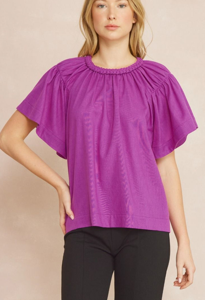 Plum Braided Neckline Top