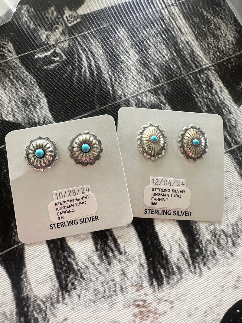 Turquoise Stone Sterling Stud Earrings