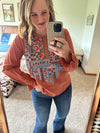 Rust Floral Embroidered Top