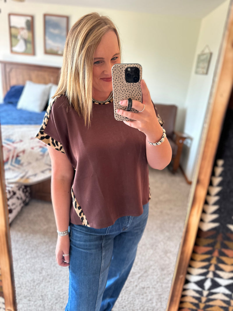 Butter Soft Leopard Stripe Top - Brown