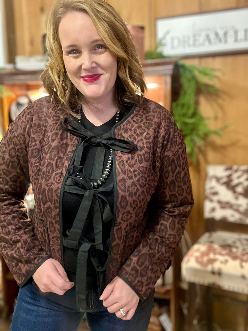 Burgundy Leopard Bow Tie Jacket