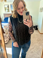 Black Cable Knit Sweater Vest Top