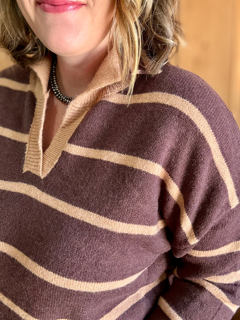 Taupe/Mocha Striped Sweater
