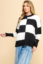 Checkered Block Sweater - Ivory/Black