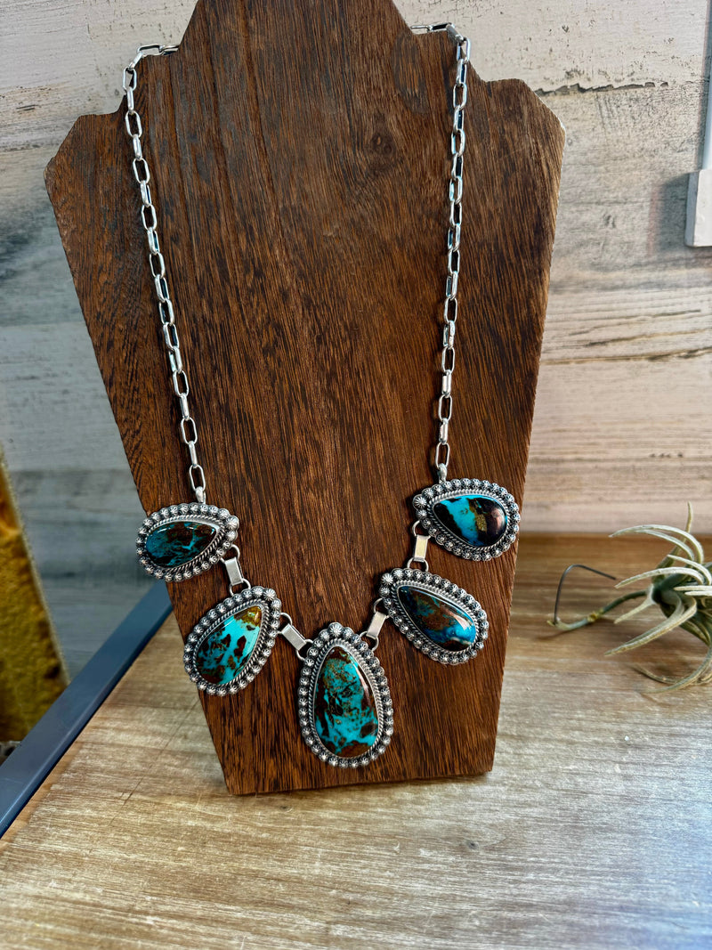 5 Stones Blackjack turquoise necklace