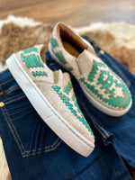 Turquoise Stitched Western Sneaker