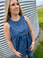 Denim Frayed Hem Tank