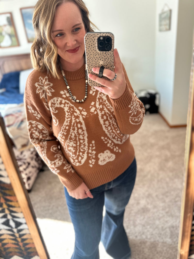 Beige Paisley Sweater