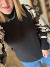 Floral Sheer Sleeve Sweater Top