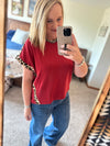 Butter Soft Leopard Stripe Top - Brick