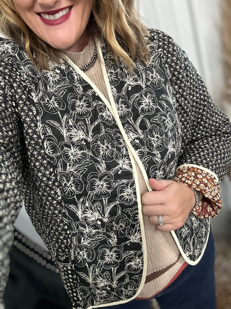 Quilted Mixed Print Jacket