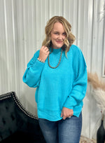 Aqua Mock Neck Sweater