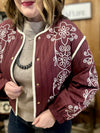 Burgundy Embroidered Quilted Jacket