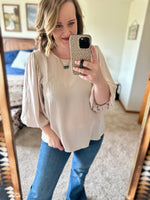 Champagne Satin Balloon Sleeve Top