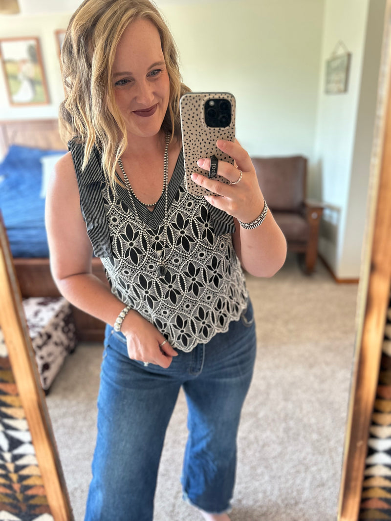 Black Crochet Detail Tank