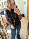 Black Cable Knit Sweater Vest Top