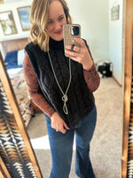 Black Cable Knit Sweater Vest Top