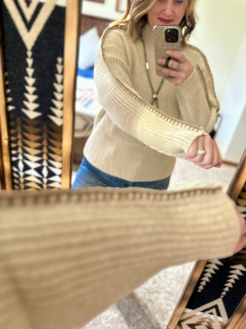 Ribbed Stitch Sleeve Sweater