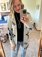 Ivory / Black Aztec Cardigan