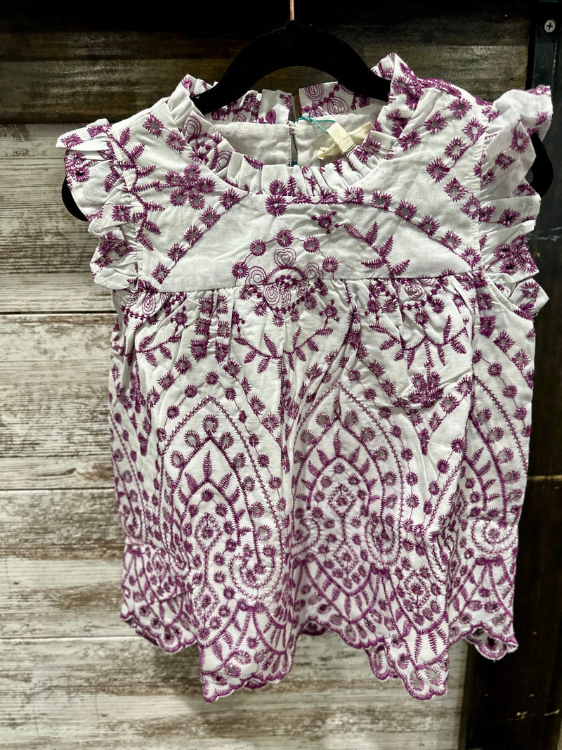 Girls Purple Embroidered Top