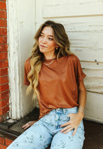 Leather Lux Stud Top - Saddle Brown