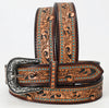 Brown Tooled Leather Turquouse Accent  Belt