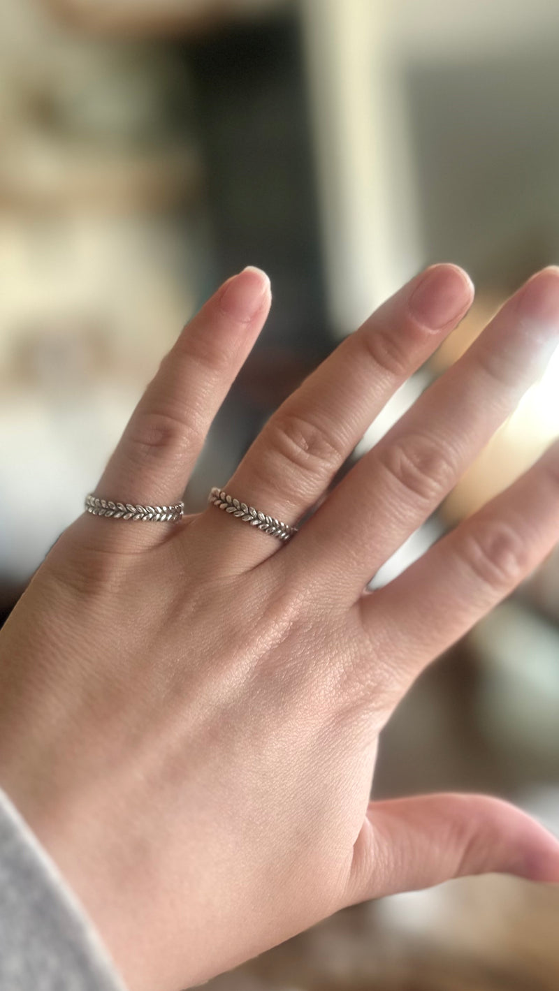 Braided V Sterling Stacker Ring