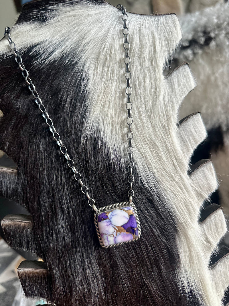 Lavender Dahlia Stone Necklace
