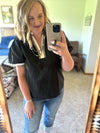 Black Multi Color Band Top
