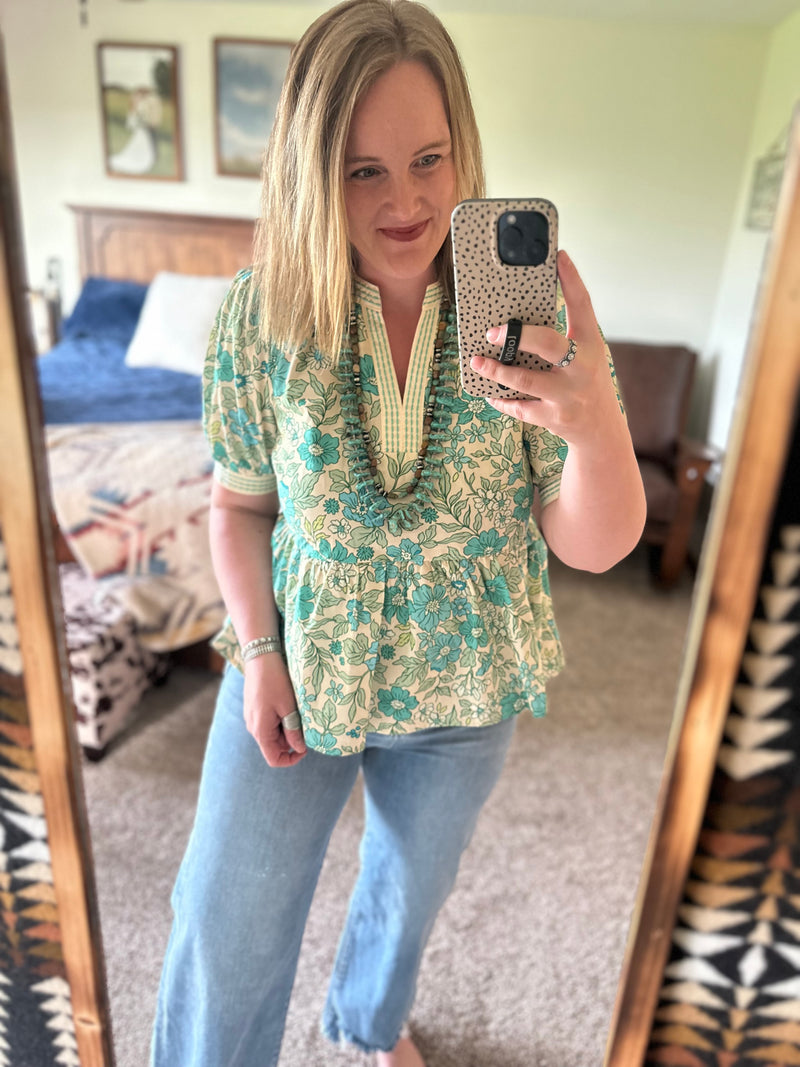 Emerald Floral Top