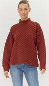 Textured Sweatshirt Top - Burgundy