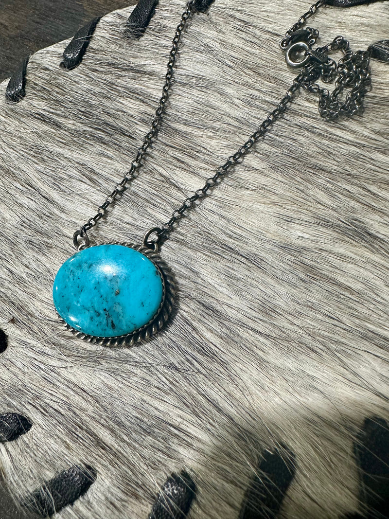 Turquoise Oval Bar Necklace