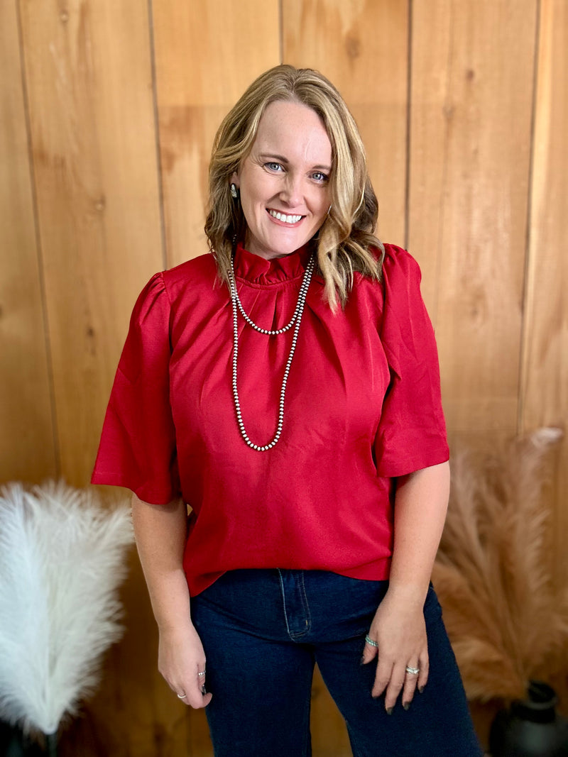 Half Sleeve Top - Red