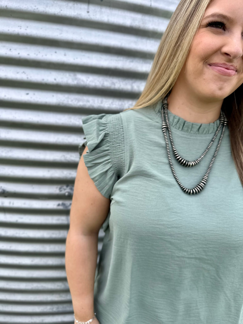 Sage Flutter Sleeve Top