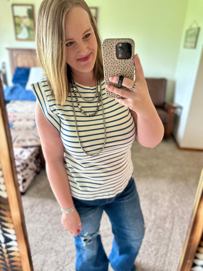 Blue Striped Boxy Tank