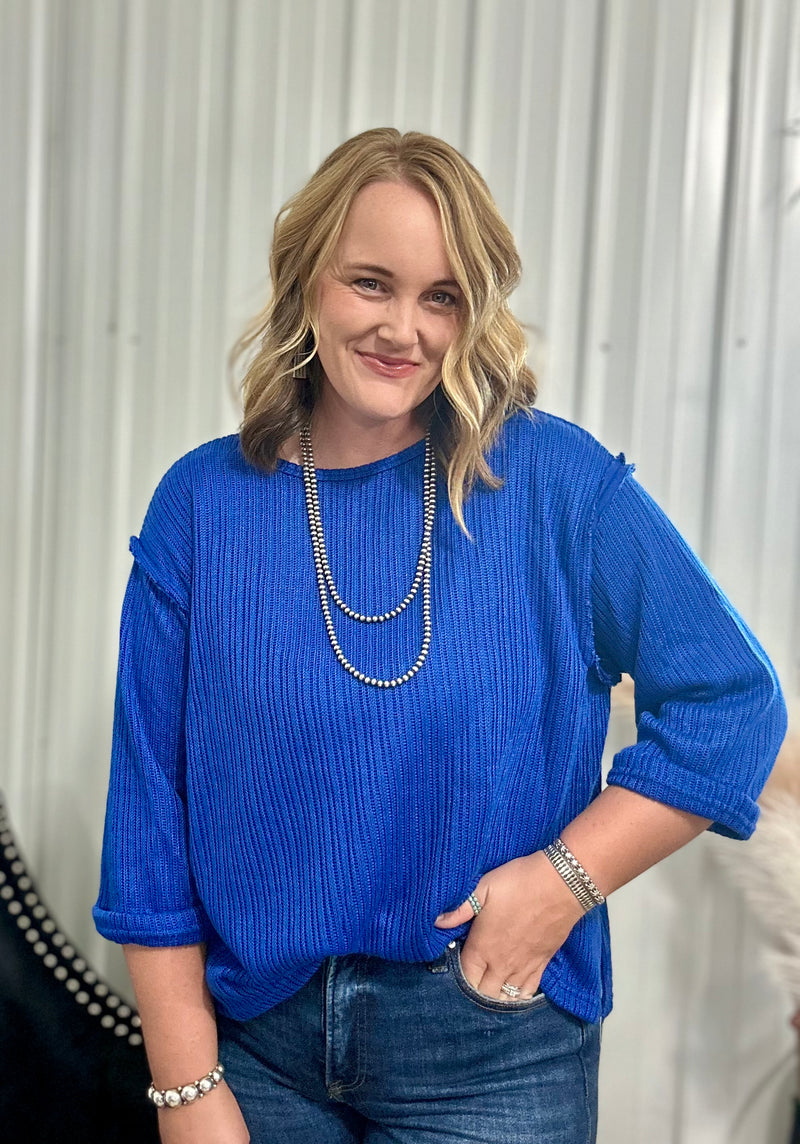 Royal Knit 3/4 Sleeve Top