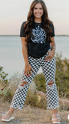 Round The Track Checker Jeans