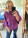 Purple Turtleneck 3/4 Sleeve Sweater