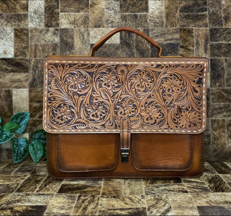 Classic Tooled Leather Briefcase