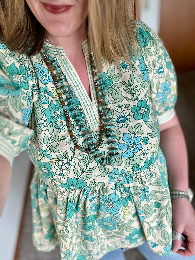 Emerald Floral Top