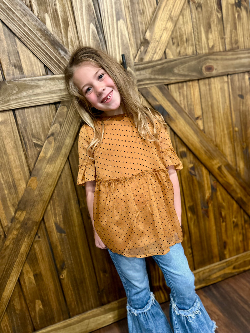 Girls Taupe Dot Top