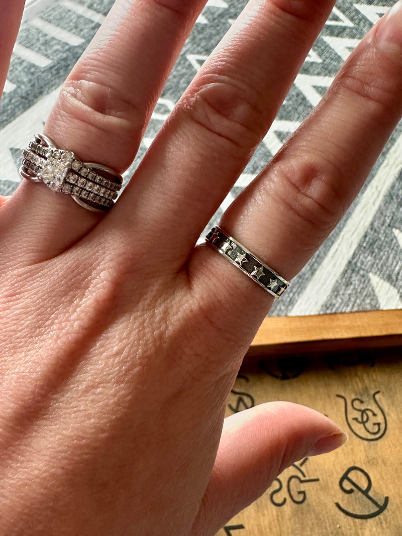 Oxidized Star Stacker Ring