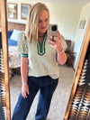 Green Stripe Puff Sleeve Top