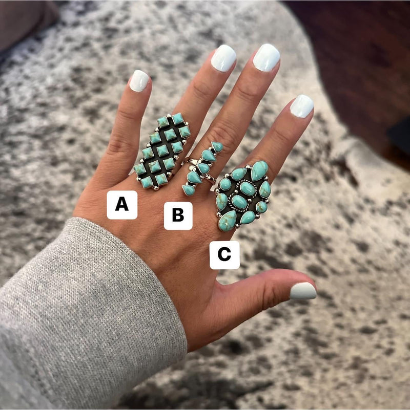 Turquoise Cluster Rings