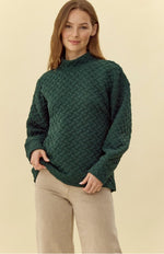 Textured Sweatshirt Top - Hunter Green