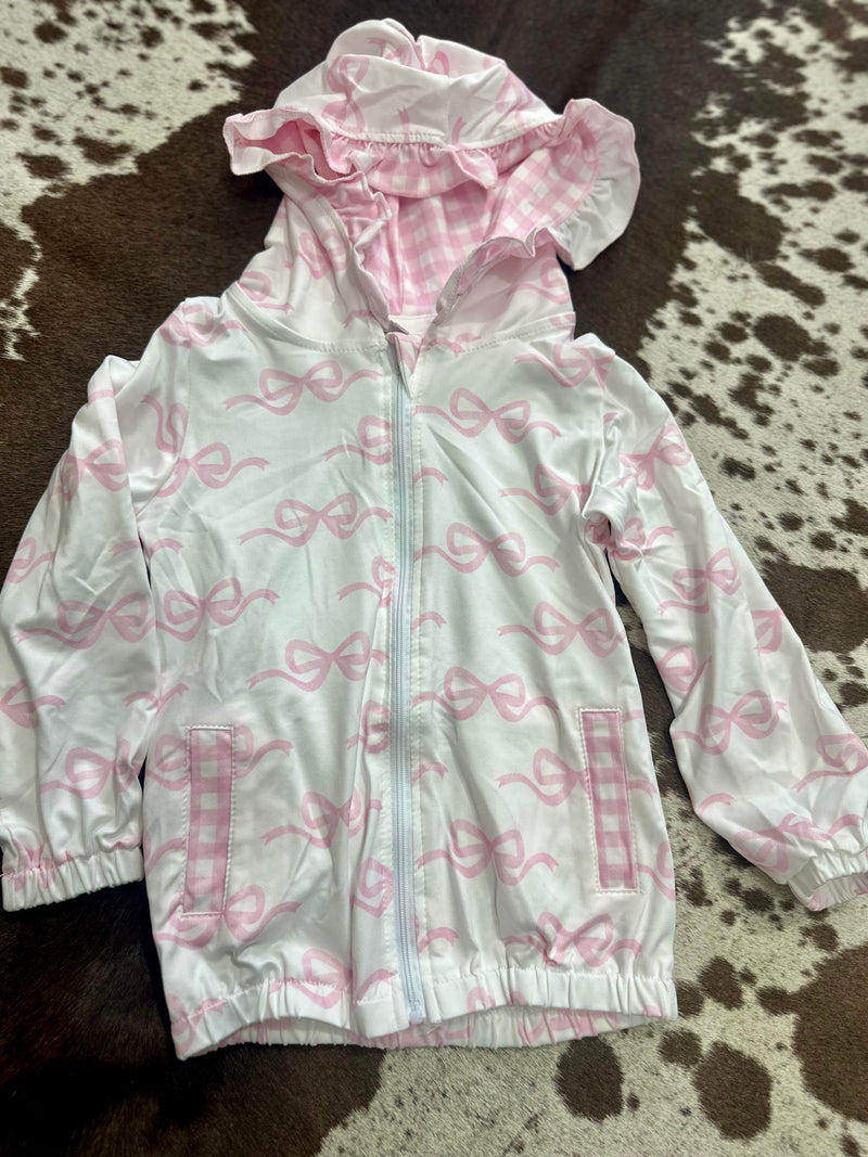 Girls Pink Bow Hooded Sweatshirt